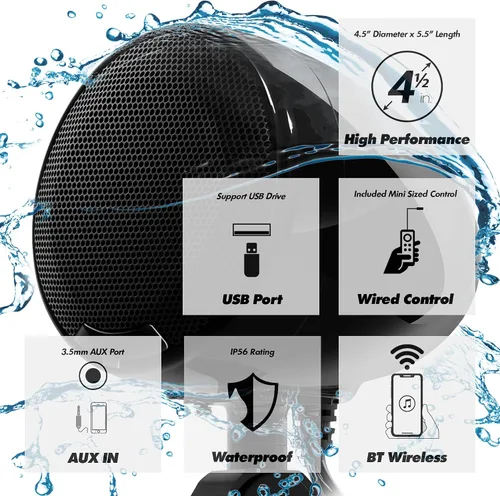Miniatura 2 de GoHawk - Amplificador todo en uno de 4.5 pulgadas, rango completo, impermeable, Bluetooth, bocinas estéreo de motocicleta con AUX para manubrio