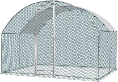 VINGLI Gallinero grande de metal, espaciosa jaula para aves de corral con cubierta impermeable y anti-UV, corral para pollo al aire libre (2