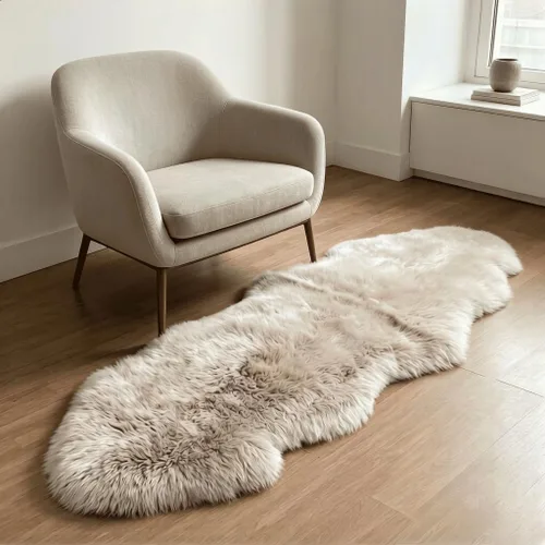 Miniatura 29 de AOGELAN Alfombra de oveja genuina de alta calidad, piel de oveja auténtica, esponjosa, esponjosa, de piel de cordero para niños, dormitorio, sofá