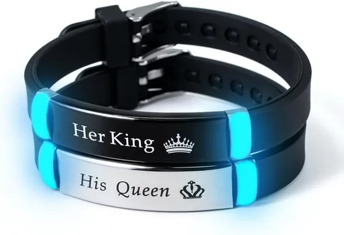 Miniatura 6 de 2/PCS SET Luminous King Queen Crown Couple Bracelet, Fashionable Silicone Bracelet, Cute and Simple Alloy Design, Daily and Gift Occasions