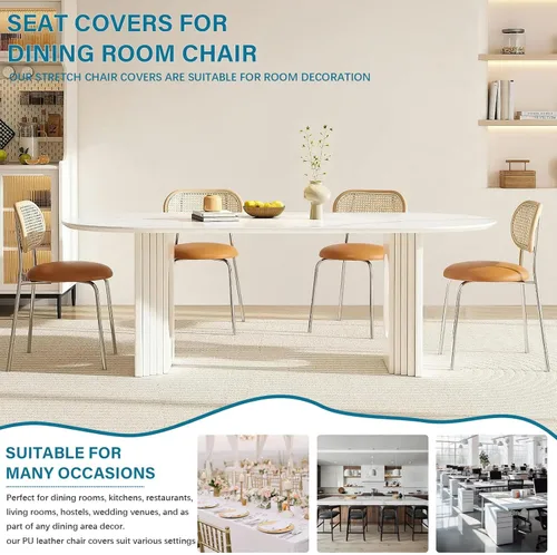Miniatura 7 de Soft Dining Chair Seat Covers Set of 2, Velvet Seat Covers for Dining Room Chair Removable Washable Dining Room Chair Covers-Beige-2 Piece
