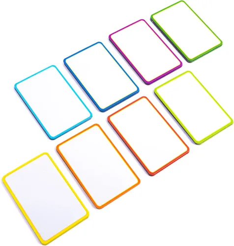 Availey - 40 unidades (3 x 2) – Etiquetas magnéticas de borrado en seco con borde de color – Tiras reutilizables para aula, hogar, oficina, garaje,