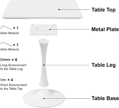 Miniatura 9 de Mesa cuadrada blanca de tulipanes para 2 personas, mesa de comedor pequeña de 24 pulgadas con base de pedestal de metal para cocina, mesa moderna