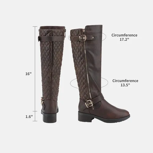 Miniatura 2 de DREAM PAIRS - Botas de montar de invierno para mujer cómodas hasta la rodilla y de pantorrilla ancha