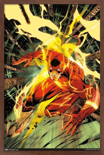 Miniatura 10 de Trends International DC Comics - Póster de pared de The Flash - Spears, 14.725 x 22.375 pulgadas, versión enmarcada de madera de granero