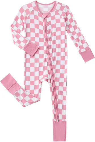 SUZEL Pijama de viscosa de bambú para bebés, niños y niñas, sin pies, con cremallera, ropa de dormir y jugar, mameluco de una pieza para niños