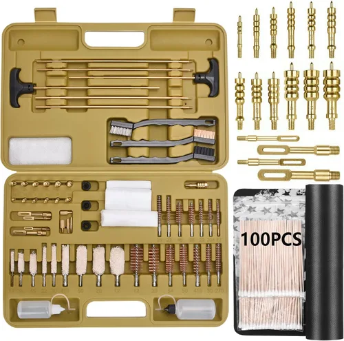 iunio Kit de limpieza universal de pistola, con alfombrilla y funda, escobillas de latón completas, varillas y adaptadores, para todas las pistolas,