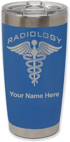 Miniatura 29 de LaserGram Vaso aislado al vacío de 20 onzas, radiología, grabado personalizado incluido (azul claro)