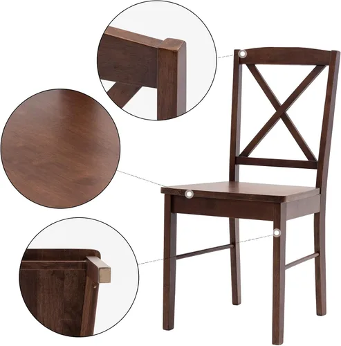 Miniatura 6 de DUHOME Juego de 2 sillas de comedor de madera con respaldo cruzado, sillas de cocina, sillas laterales de nogal