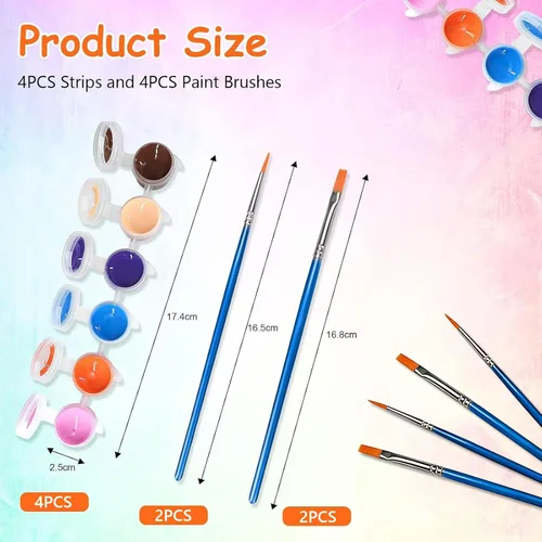 Miniatura 2 de Juego de 2 mini pintura acrílica, 12 colores, tiras de pintura acrílica para adultos, kit de pintura de 28 piezas, almacenamiento de tiras