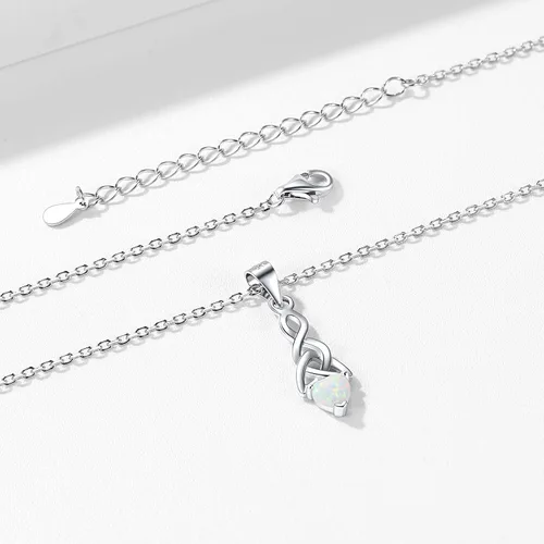 Miniatura 4 de ChicSilver Collar con colgante de nudo celta de plata de ley 925 con forma de corazón brillante de 18 pulgadas (con caja de regalo)