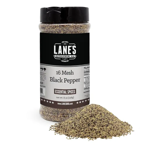 Lane's Pimienta negra gruesa de 16 mallas, 8 onzas, condimento de pimienta negra molida gruesa de primera calidad con sabor atrevido, calor de