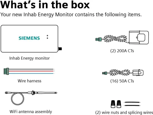 Miniatura 5 de SIEMENS Inhab Monitor de Energía Inteligente para el Hogar con Sensores de Nivel de Circuito de 16-50 Amperios y 2 Sensores Principales de 200