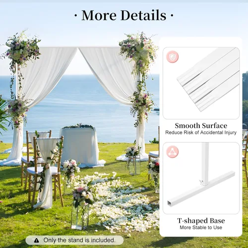Miniatura 4 de Kit de tubo para telón de fondo de fiesta de boda de 6.6 x 6.6 ft, marco de cortina telescópico, soporte de decoración de fondo de fiesta de acero