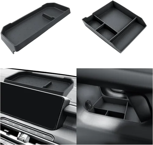 Miniatura 17 de SKTU para 2022 2023 Chevrolet Bolt EUV EV Organizador de consola central inserto de ABS negro, bandeja de materiales, reposabrazos, caja de 2022