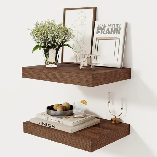 Miniatura 31 de Fun Memories - Estante flotante de 12 pulgadas, estantes de pared de madera rústica para decoración de pared y almacenamiento, estante flotante