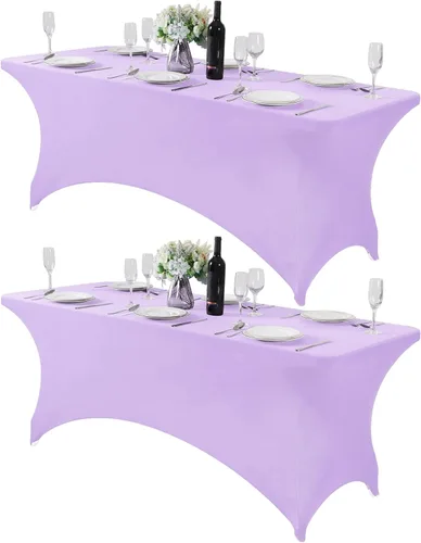 Miniatura 162 de Mantel de elastano para mesas de 4, 6 u 8 pies, mantel elástico universal ajustable para fiestas, banquetes, bodas y eventos - Verde manzana