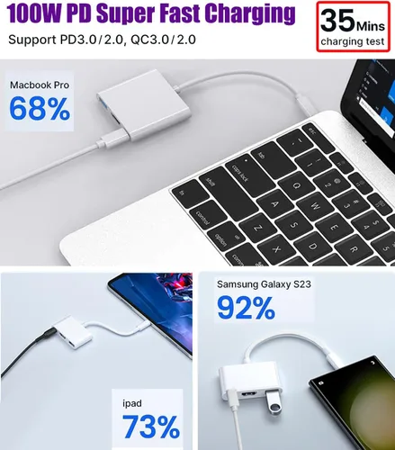 Miniatura 7 de Apple - Adaptador multipuerto USB C a HDMI para iPhone 15/16/17, MacBook Pro Air iPad Pro, certificado MFi tipo C, concentrador AV digital tipo C