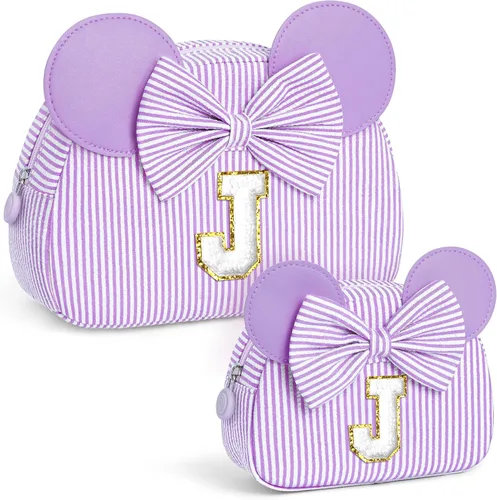 Miniatura 10 de Regalos de Navidad para niñas, bolsa de maquillaje con inicial, bolsas de cosméticos, bolsa de maquillaje de viaje, regalos de cumpleaños Azul
