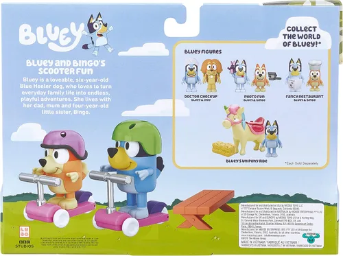 Miniatura 10 de Bluey Vehículo 2-Pack, 2.5-3" Bingo Figuras Articuladas - Scooter Time