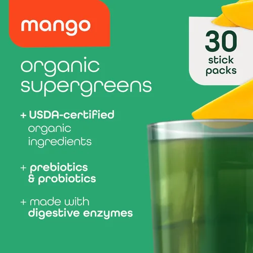 Miniatura 2 de Zena Nutrition Polvo de Súper Verdes Orgánico, 70+ Superalimentos, 0 Azúcar, 3G de Fibra, Espirulina, Chlorella, Hongos, Prebióticos/Probióticos