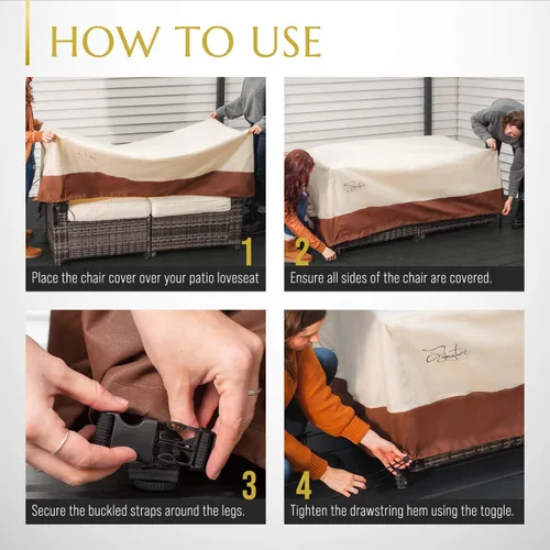 Miniatura 6 de Funda para muebles de patio, funda impermeable para sofá y sofá biplaza, poliéster resistente con revestimiento UV, fundas para muebles de exterior