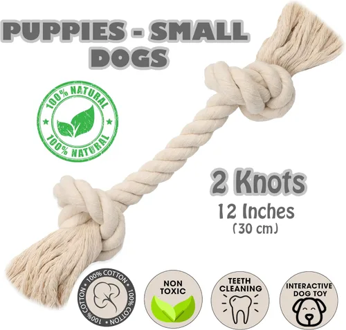 Miniatura 2 de Barida Pet Supplies - Cuerda de algodón 100% natural para perros, juguetes masticables de algodón blanco de primera calidad, cuerdas masticables