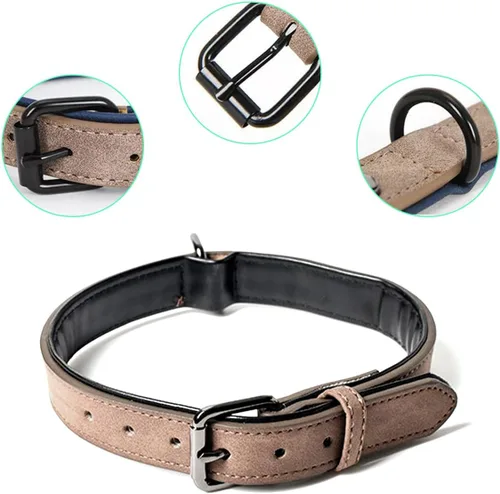Miniatura 3 de Collares de perro personalizados con nombre y número de teléfono, collar de perro de piel sintética suave personalizado con identificación grabada