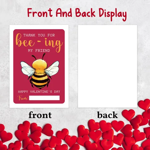 Miniatura 2 de Tarjetas de San Valentín para el aula, paquete de 30 tarjetas de felicitación de abeja para niños, 5 x 3.5 pulgadas, etiquetas de regalo para el día