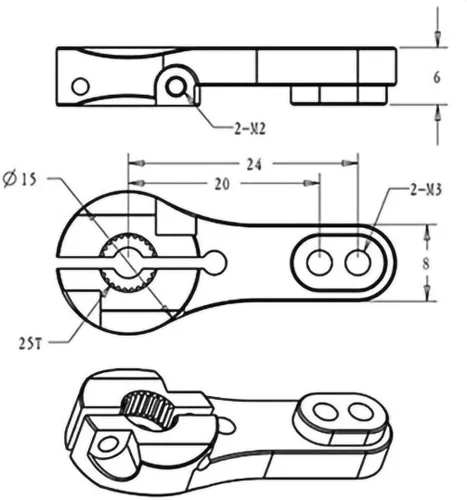 Miniatura 7 de ZOSKAY Servo de alto par de engranaje de metal estándar digital 25KG/0.13S 6.8V para autos RC 1/8 1/10 (ángulo de control 180)