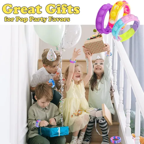 Miniatura 4 de 15 pulseras Push Pop, recuerdo de fiesta para niños, paquete de juguetes para la ansiedad, pulsera para aliviar el estrés para niñas, niños