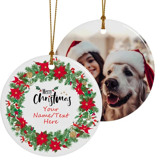 Miniatura 7 de Adornos de Navidad personalizados, adorno con foto personalizada, nuestro primer árbol de Navidad colgante 2024, decoración regalo para Navidad