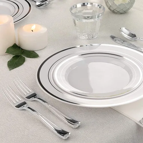 Miniatura 3 de Tenedores de plástico plateado (paquete de 75) – Cubiertos plateados brillantes – Pesados y duraderos para fiestas – Stock Your Home