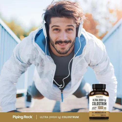 Miniatura 6 de Piping Rock Cápsulas de calostro de 1000 mg 120 píldoras Suplemento para mujeres y hombres 20% de inmunoglobulina Vegetariano, sin OMG, sin