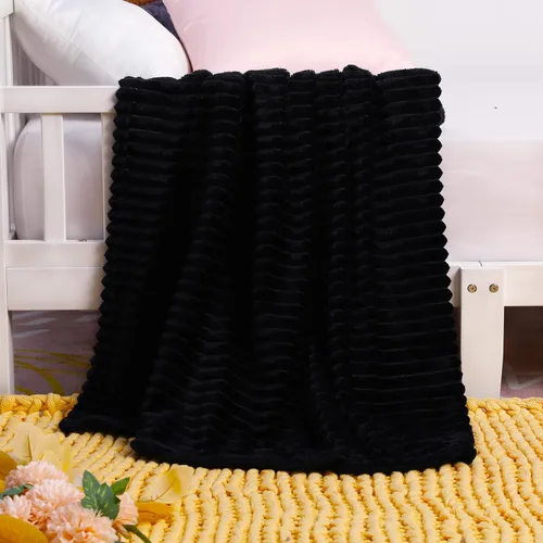 Miniatura 5 de NTBAY Manta de franela de felpa para bebé, manta suave y cálida para niños pequeños con textura a rayas para cochecito, cuna, viajes, 30 x 40 Negro