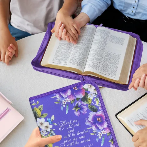 Miniatura 7 de DEHITE Funda para la Biblia para mujer, fundas de tela prémium para la Biblia para niñas, bolsa de transporte para mujer, ranuras para bolígrafos