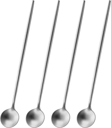 Miniatura 22 de DEHOV 4 cucharas de café 18/10 de acero inoxidable negro satinado de 6.7 pulgadas, cuchara de té helado, cucharas para remover espresso, cucharas