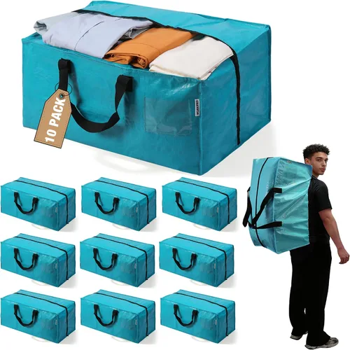 Miniatura 21 de WORKPRO 1 paquete de bolsas de mudanza extra grandes con cremalleras y asas de transporte, correas de mochila, bolsa de almacenamiento resistente