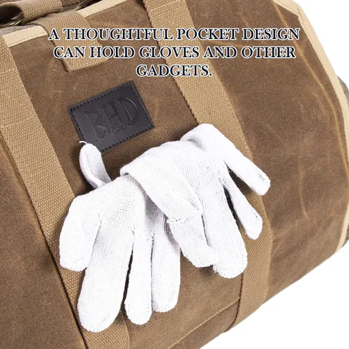 Miniatura 6 de BHD - Bolsa resistente de lona encerada de 20 onzas con asas, para campamento, interior y exterior, color marrón