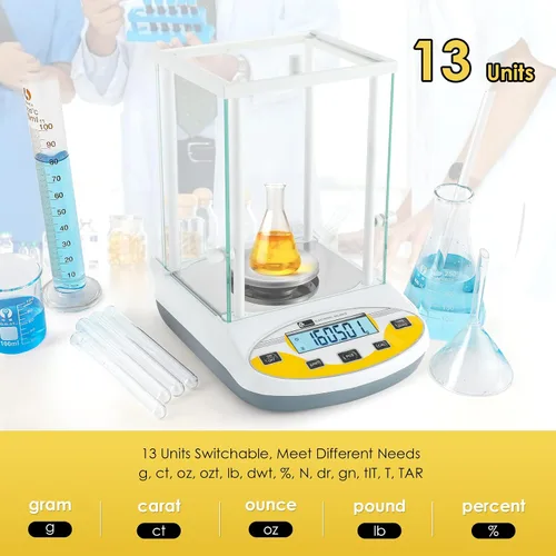 Miniatura 3 de CGOLDENWALL Balanza analítica de 0.00 oz, báscula de laboratorio electrónica de 1 mg báscula analítica de precisión báscula de joyería, báscula