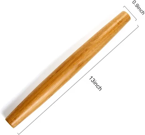 Miniatura 2 de Rodillo francés clásico de madera de bambú para hornear pizza pastel galleta, 13 pulgadas