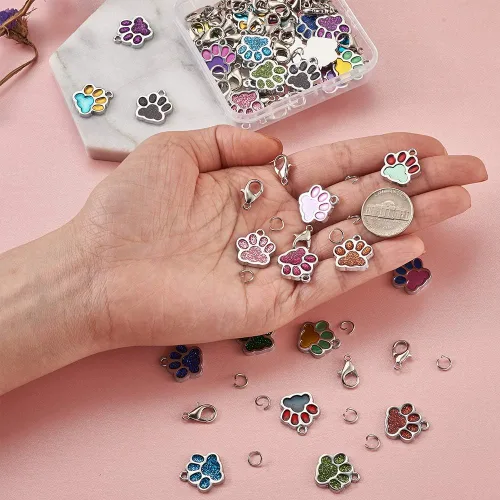 Miniatura 7 de Colgantes de esmalte de aleación con anillos de salto y cierres de pinza de langosta, Plástico