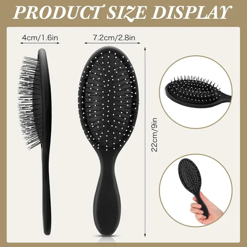 Miniatura 2 de Nuenen 6 piezas de cepillo desenredante húmedo para cabello seco, cepillo desenredante con cerdas suaves para mujeres, hombres, niñas y niños (negro)