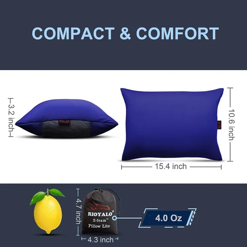 Miniatura 3 de X-Foam - Almohada inflable para acampar con funda de espuma extraíble, cómoda, lavable, ultraligera, portátil con soporte lumbar para el cuello
