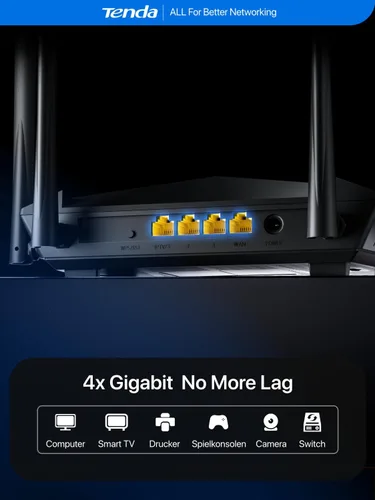 Miniatura 9 de Tenda Enrutador WiFi inalámbrico Gigabit de doble banda AC1200, 4 puertos Gigabit completos, velocidad de hasta 1.2 Gpbs, fácil configuración