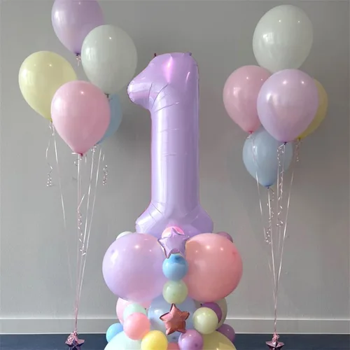 Miniatura 4 de Globos morado pastel de número 12, 40 pulgadas, globos gigantes de aluminio, de mylar, número 1 y 2, para niñas de 12 años, globos lilas