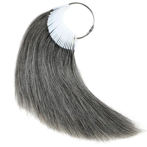 Miniatura 14 de Muestras de cabello para probar color, gris natural, cabello humano natural real, 30 hebras por paquete, 8 pulgadas