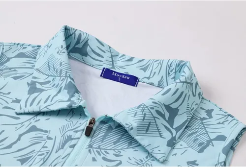 Miniatura 3 de Camiseta de golf para mujer con estampado, camiseta de tenis que absorbe la humedad con cremallera