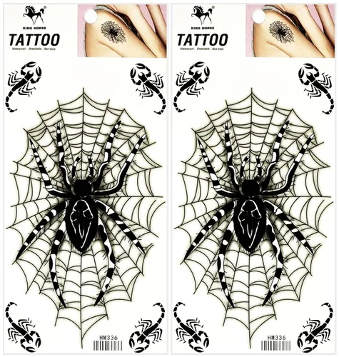 Tatuaje temporal de tela de araña negra para mujeres y hombres, etiqueta engomada falsa impermeable para mujeres y hombres, pintura corporal sexy