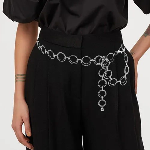 Miniatura 7 de HIQUACC Cadena de cintura de metal para mujer, joyería de cuerpo grueso, cinturón de eslabones para el vientre